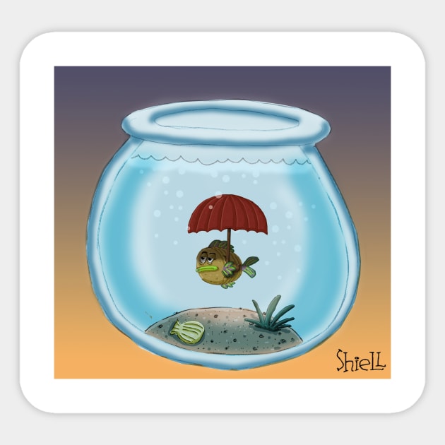 Fish Umbrella Sticker by macccc8